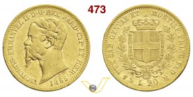 VITTORIO EMANUELE II, Re di Sardegna (1849-1861) 20 Lire 1856 Genova. MIR 1055n Pag. 348 Au g 6,42 BB