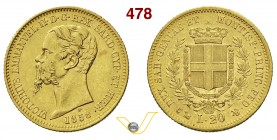 VITTORIO EMANUELE II, Re di Sardegna (1849-1861) 20 Lire 1858 Genova. MIR 1055r Pag. 352 Au g 6,43 SPL