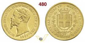 VITTORIO EMANUELE II, Re di Sardegna (1849-1861) 20 Lire 1859 Genova. MIR 1055t Pag. 354 Au g 6,43 SPL