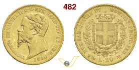 VITTORIO EMANUELE II, Re di Sardegna (1849-1861) 20 Lire 1860 Genova. MIR 1055v Pag. 356 Au g 6,42 Non comune BB