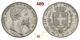 VITTORIO EMANUELE II, Re di Sardegna (1849-1861) 5 Lire 1851 Genova. MIR 1057c Pag. 372 Ag g 24,97 Rara BB+/SPL