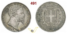 VITTORIO EMANUELE II, Re di Sardegna (1849-1861) 5 Lire 1853 Genova. MIR 1057g Pag. 376 Ag g 24,97 Molto rara • Un paio di lievi colpetti BB