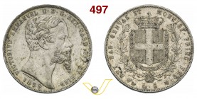 VITTORIO EMANUELE II, Re di Sardegna (1849-1861) 5 Lire 1859 Genova. MIR 1057r Pag. 387 Ag g 25,00 Rara BB÷SPL