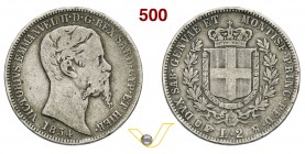 VITTORIO EMANUELE II, Re di Sardegna (1849-1861) 2 Lire 1854 Torino. MIR 1058g Pag. 397 Ag g 9,73 Molto rara • Colpetti MB
