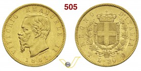 VITTORIO EMANUELE II (1861-1878) 20 Lire 1861 Torino. MIR 1078a Pag. 455 Au g 6,43 Rara BB÷SPL