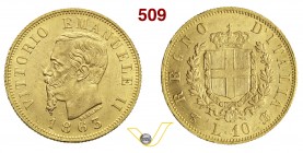 VITTORIO EMANUELE II (1861-1878) 10 Lire 1863 Torino. MIR 1079b Pag. 477 Au g 3,21 SPL÷FDC