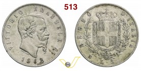VITTORIO EMANUELE II, Re d'Italia (1861-1878) 5 Lire 1862 Napoli. MIR 1082b Pag. 483 Ag g 24,82 Rara BB