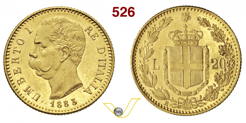 UMBERTO I (1878-1900) 20 Lire 1883 Roma. Pag. 579 MIR 1098g Au g 6,45 praticamen...