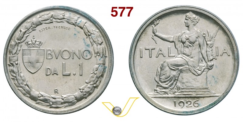 VITTORIO EMANUELE III (1900-1946) Buono da 1 Lira 1926 "Esperimento tecnico" P.P...