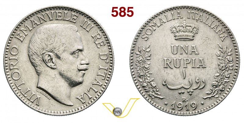 VITTORIO EMANUELE III - monetazione per la Somalia (1900-1946) Rupia 1919 Roma. ...