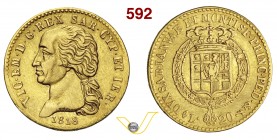 SAVOIA Vittorio Emanuele I (1802-1821) 20 Lire 1818. Varesi 5 Au Rara BB+