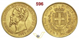 SAVOIA Vittorio Emanuele II, Re di Sardegna (1849-1861) 20 Lire 1851 Genova. Varesi 73 Au g 6,42 q.SPL