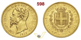 SAVOIA Vittorio Emanuele II, Re di Sardagna (1849-1861) 20 Lire 1859 Torino. Varesi 91 Au • Due lievi colpetti al bordo q.SPL
