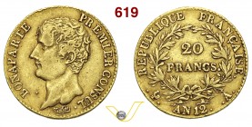 FRANCIA NAPOLEONE I, Console (1799-1804) 20 Franchi An. 12 A (Parigi) Varesi 255 Au NC q.BB