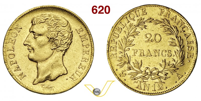 FRANCIA NAPOLEONE I, Imperatore (1805-1814) 20 Franchi An. 12 A (Parigi) "Empere...