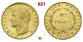 FRANCIA NAPOLEONE I, Imperatore (1805-1814) 20 Franchi 1806 A (Parigi) Varesi 267 Au q.SPL