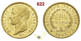 FRANCIA NAPOLEONE I, Imperatore (1805-1814) 20 Franchi 1807 A (Parigi) Varesi 272 Au BB/q.SPL