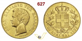 GRECIA OTTO (1832-1862) 20 Dracme 1833 (Monaco) Varesi 537 Au Molto rara BB+