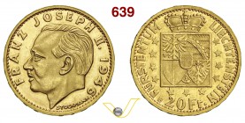 LIECHTENSTEIN FRANCESCO GIUSEPPE II (1938-1990) 20 Franchi 1946 B (Berna) Varesi 562 Au FDC