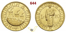 SAN MARINO REPUBBLICA (dal 1864) 20 Lire 1925 R (Roma) Varesi 607 Au Molto rara SPL