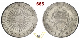 ARGENTINA 8 Reales 1813 J, Potosi. Kr. 13 Ag g 25,60 Rara BB+