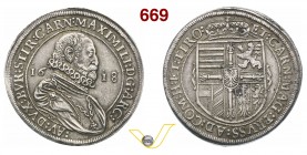 AUSTRIA MASSIMILIANO III, Arciduca (1612-1618) Tallero 1618, Hall. Dav. 3324 Ag g 28,17 SPL