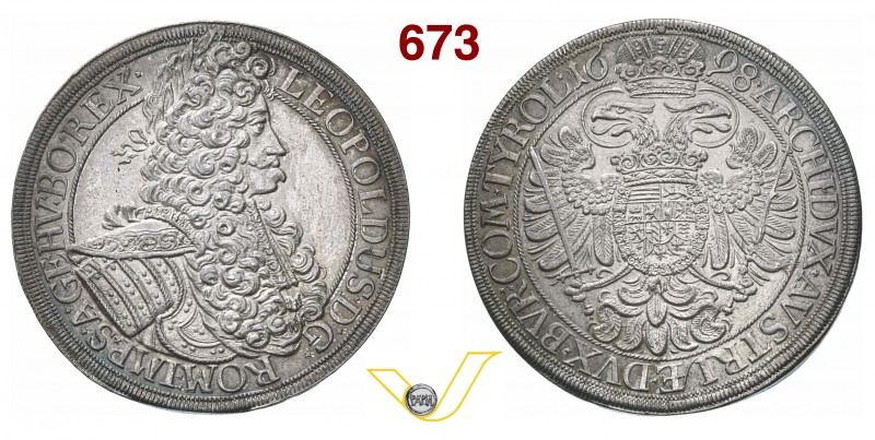 AUSTRIA LEOPOLDO I (1657-1705) Tallero 1698, Vienna. Dav. 3230 Ag g 28,76 SPL÷FD...