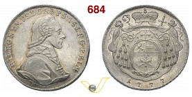 AUSTRIA - Salisburgo GERONIMO GRAF VON COLLOREDO-WALLSEE (1772-1803) Tallero 1777. Dav. 1263 Probszt 2430 Ag g 27,92 • Fondi speculari m.SPL