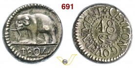 CEYLON Giorgio III (1760-1820) 48 Stivers 1804. Kr. 77 Ag g 9,15 SPL