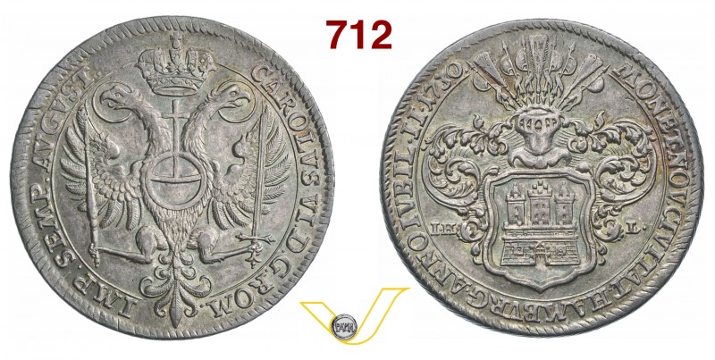 GERMANIA - Hamburg Tallero 1730. Dav. 2282 Ag g 29,19 • Magnifica patina iridesc...