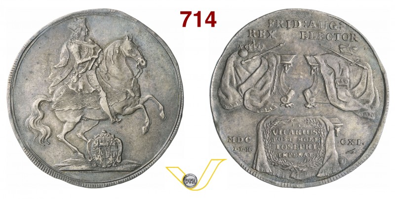 GERMANIA - Sachsen FEDERICO AUGUSTO I (1694-1733) Tallero del vicariato 1711, Dr...