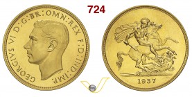 GRAN BRETAGNA GIORGIO VI (1936-1952) 5 Pounds 1937. Kr. 861 Fb. 409 Au g 40,00 •  In slab PCGS PR64 Cameo FDC