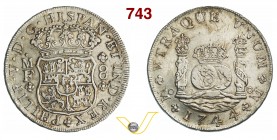MESSICO FILIPPO V (1700-1746) 8 Reales 1744, Mexico City. Kr. 103 Calicò 707 Ag g 26,67 SPL÷FDC
