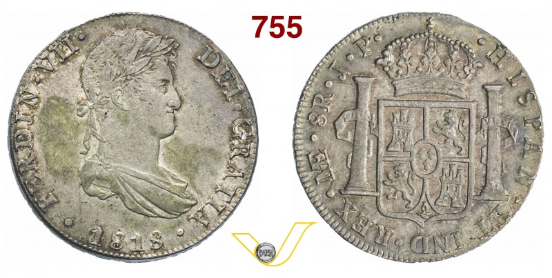 PERU' FERDINANDO VII (1808-1822) 8 Reales 1818 JP, Lima. Kr. 117.1 Ag g 27,10 • ...