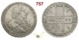 RUSSIA PIETRO I (1682-1725) Rublo 1723. Bitkin 852 Ag g 27,21 Rara BB