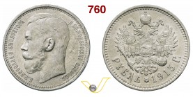 RUSSIA NICOLA II (1894-1917) Rublo 1915. Bitkin 70 Ag g 19,95 Rara SPL