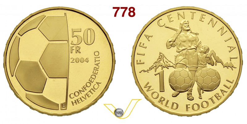 SVIZZERA CONFEDERAZIONE 50 Franchi 2004 "Centenario Fifa" Fb. 524 Au g 11,28 FDC...