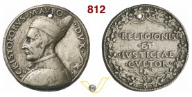 CRISTOFORO MORO, Doge Veneziano (1462-1471) Medaglia s.d. (ma 1492) D/ Busto del Moro con corno dogale R/ Scritta entro ghirlanda. Opus Antonio Gambel...