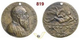 TOMMASO RANGONE, medico e astronomo ravennate (1493-1577) Medaglia s.d. (ma 1560) D/ Busto del Rangone R/ Giunone sdraiata allatta Ercole, sostenuto d...