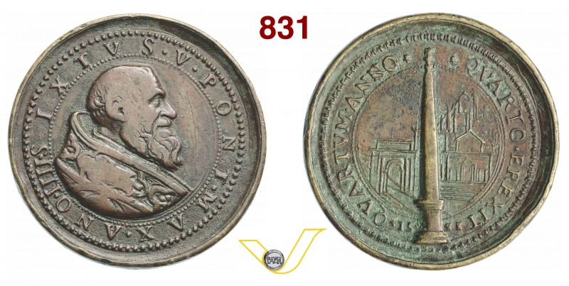 SISTO V, Papa (1585-1590) Medaglia A. IV, 1588. D/ Busto del Pontefice R/ Obelis...