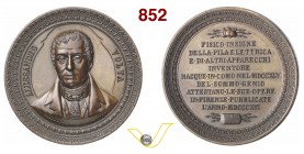 ALESSANDRO VOLTA, Fisico (1745-1827) Medaglia 1884. D/ Busto frontale dello scienziato R/ Scritta. Opus Pasinati Ae mm 67 g 117 FDC