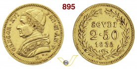 ROMA GREGORIO XVI (1831-1846) 2,5 Scudi 1835 V, Roma. Pag. 191 Au g 4,34 Rara BB+
