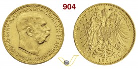 AUSTRIA FRANCESCO GIUSEPPE I (1848-1918) 10 Corone 1911. Fb. 513 Au g 3,38 SPL/FDC