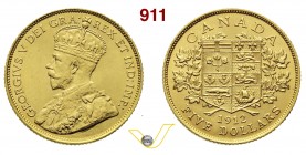 CANADA GIORGIO V (1910-1936) 5 Dollari 1912. Fb. 4 Au g 8,36 q.FDC
