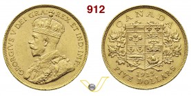 CANADA GIORGIO V (1910-1936) 5 Dollari 1913. Fb. 4 Au g 8,35 SPL