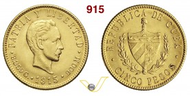 CUBA 5 Pesos 1915. Kr. 19 Fb. 4 Au g 8,38 SPL