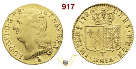FRANCIA LUIGI XVI (1774-1792) Luigi d'oro 1786 T, Nantes. Fb. 475 Gad. 361 Au g 7,65 • Tracce di ribattitura su un'altra moneta SPL