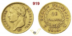 FRANCIA NAPOLEONE I, Imperatore (1804-1815) 20 Franchi 1812 W, Lille. Au g 6,42 BB