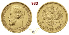 RUSSIA NICOLA II (1894-1917) 5 Rubli 1899. Au g 4,29 BB+