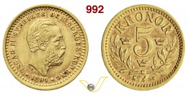 SVEZIA OSCAR II 5 Kronor 1894. Au g 2,24 SPL